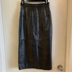 Vintage Real Leather Midi Skirt